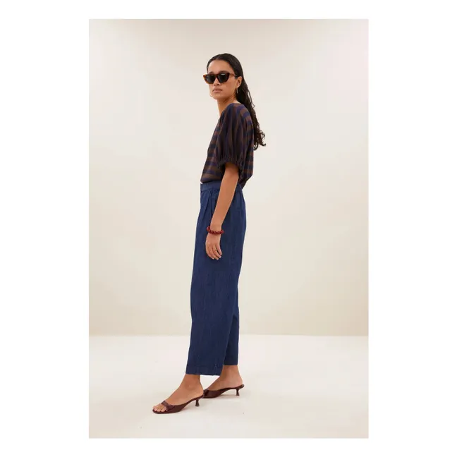 Top de algodón orgánico Blackbird Stripes | Marrón