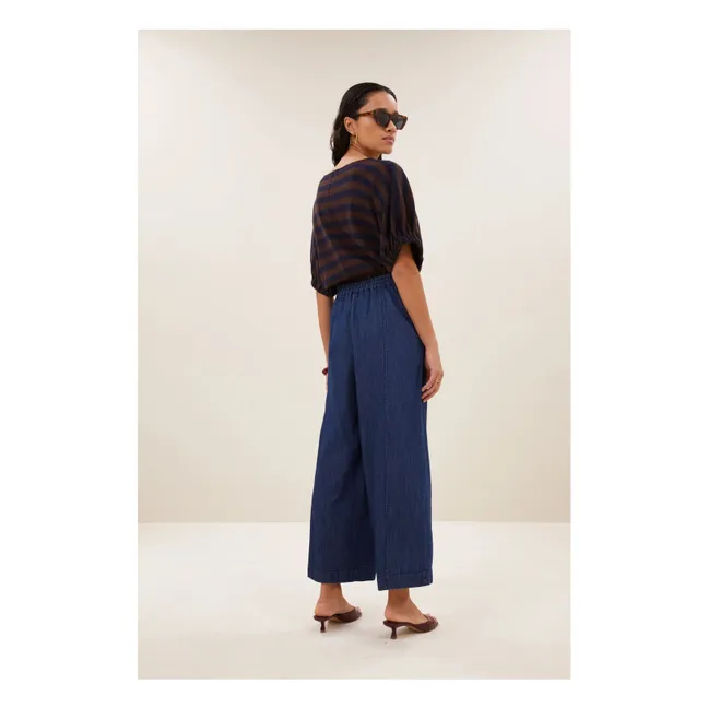 Top de algodón orgánico Blackbird Stripes | Marrón
