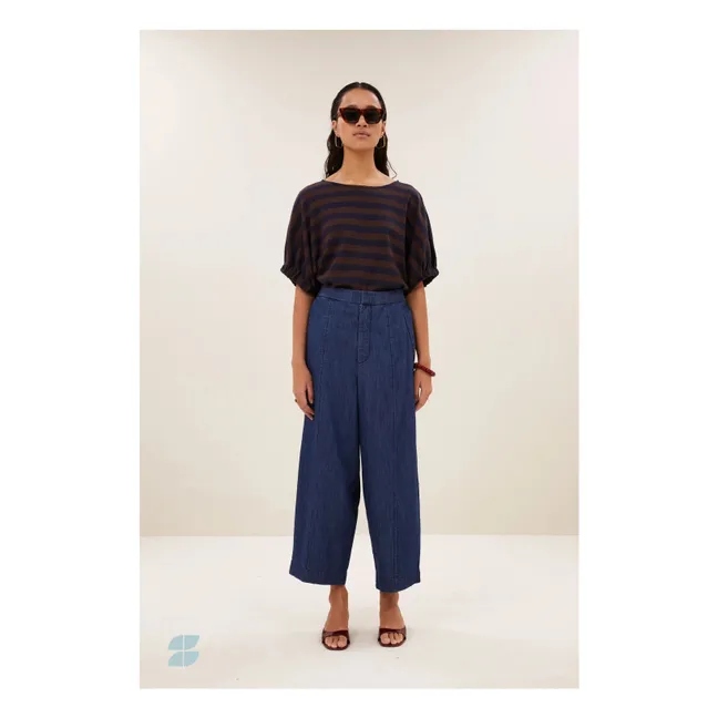 Top de algodón orgánico Blackbird Stripes | Marrón