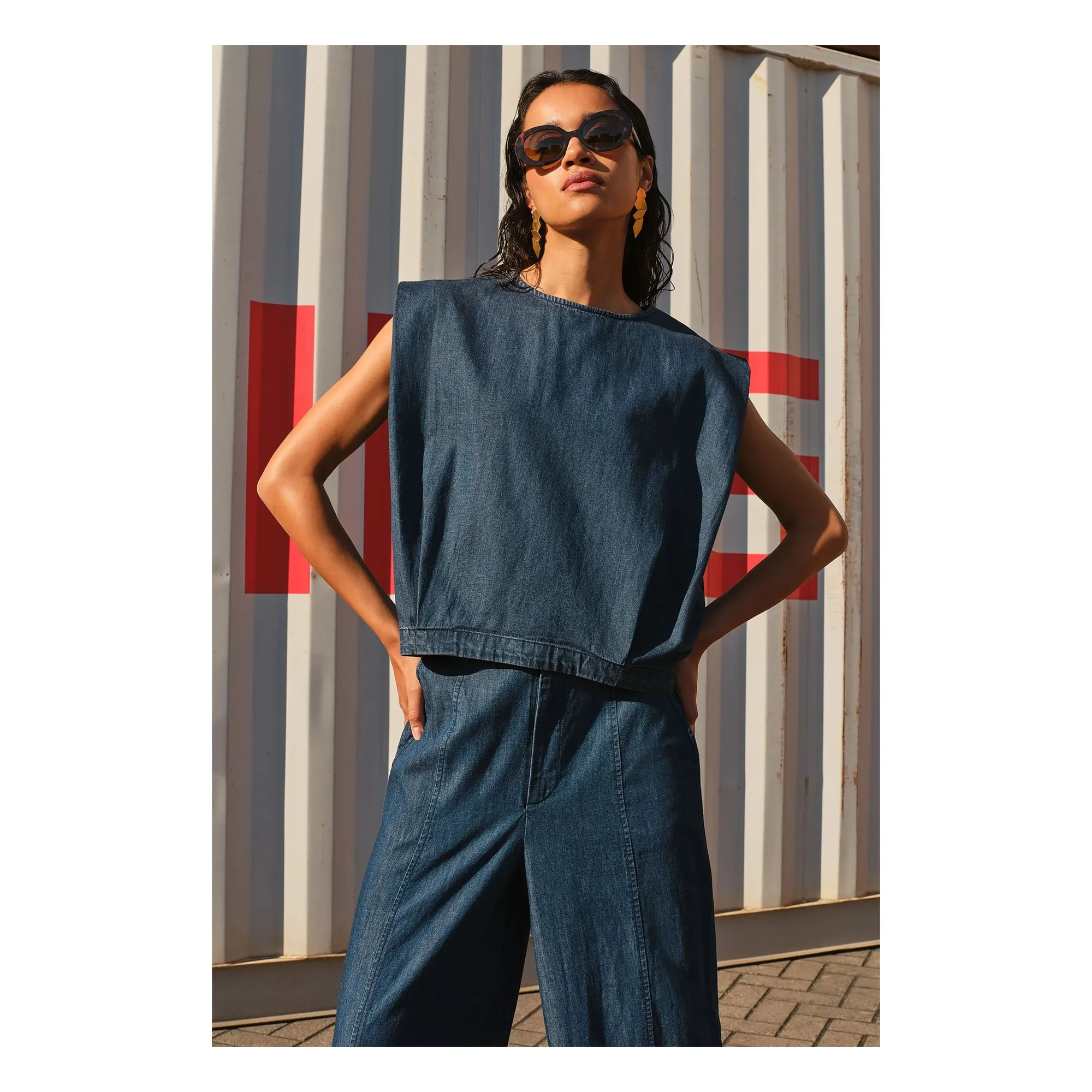 Top Ginza Denim | Bleu marine- Image produit n°1