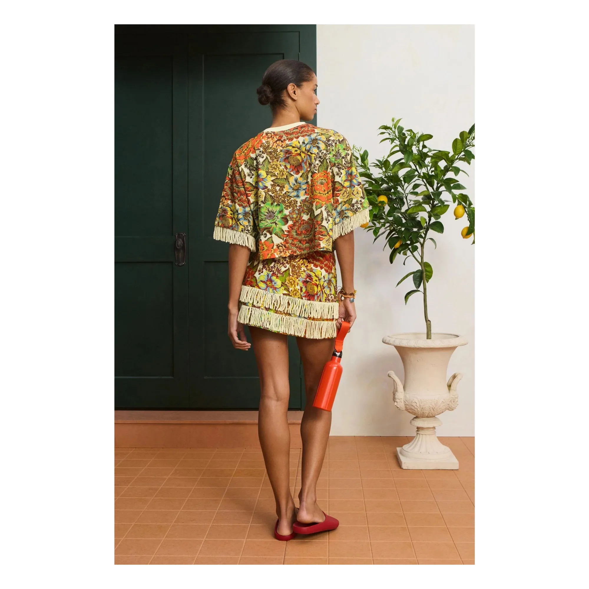T-shirt Cropped Lana Coton | Orange- Image produit n°3