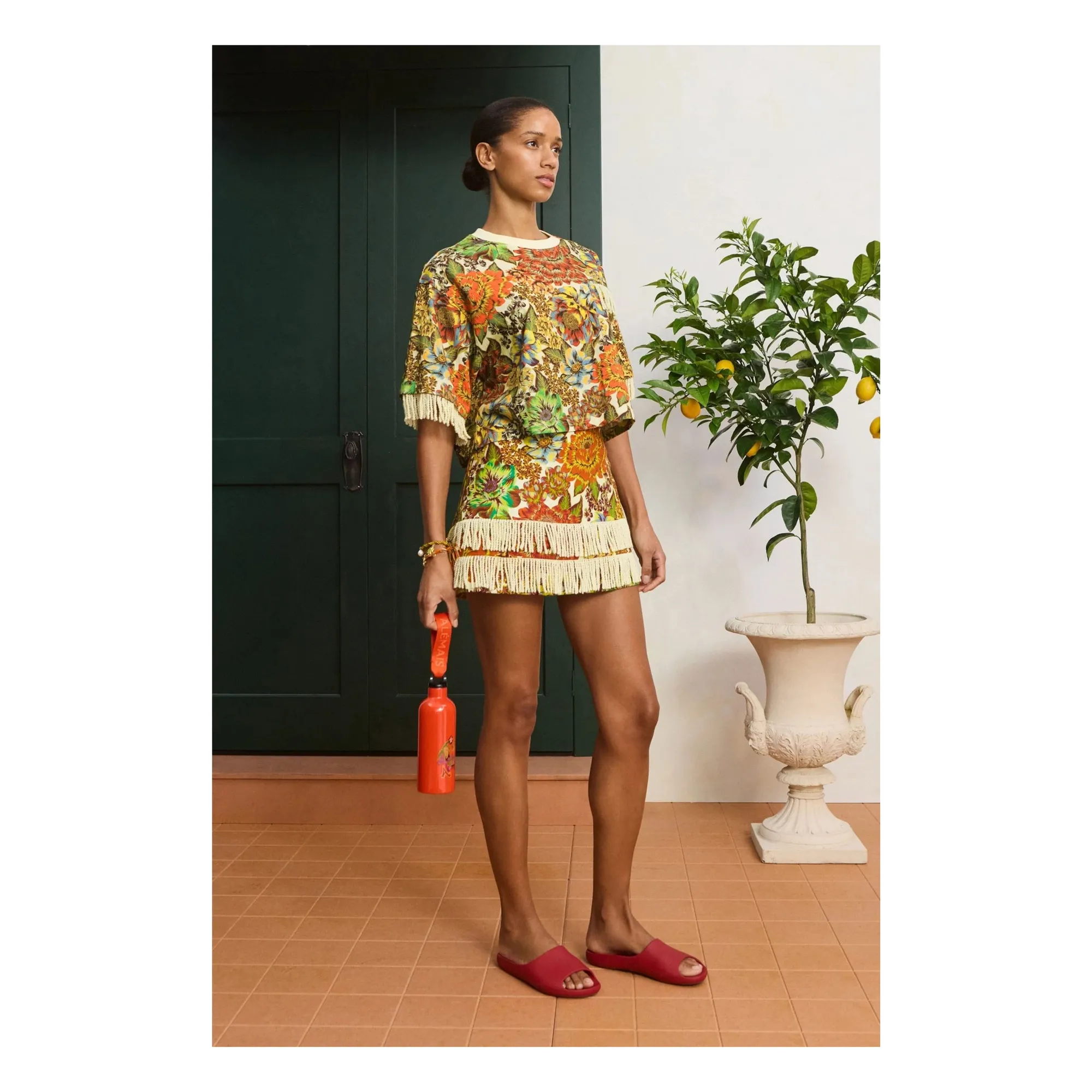 T-shirt Cropped Lana Coton | Orange- Image produit n°2