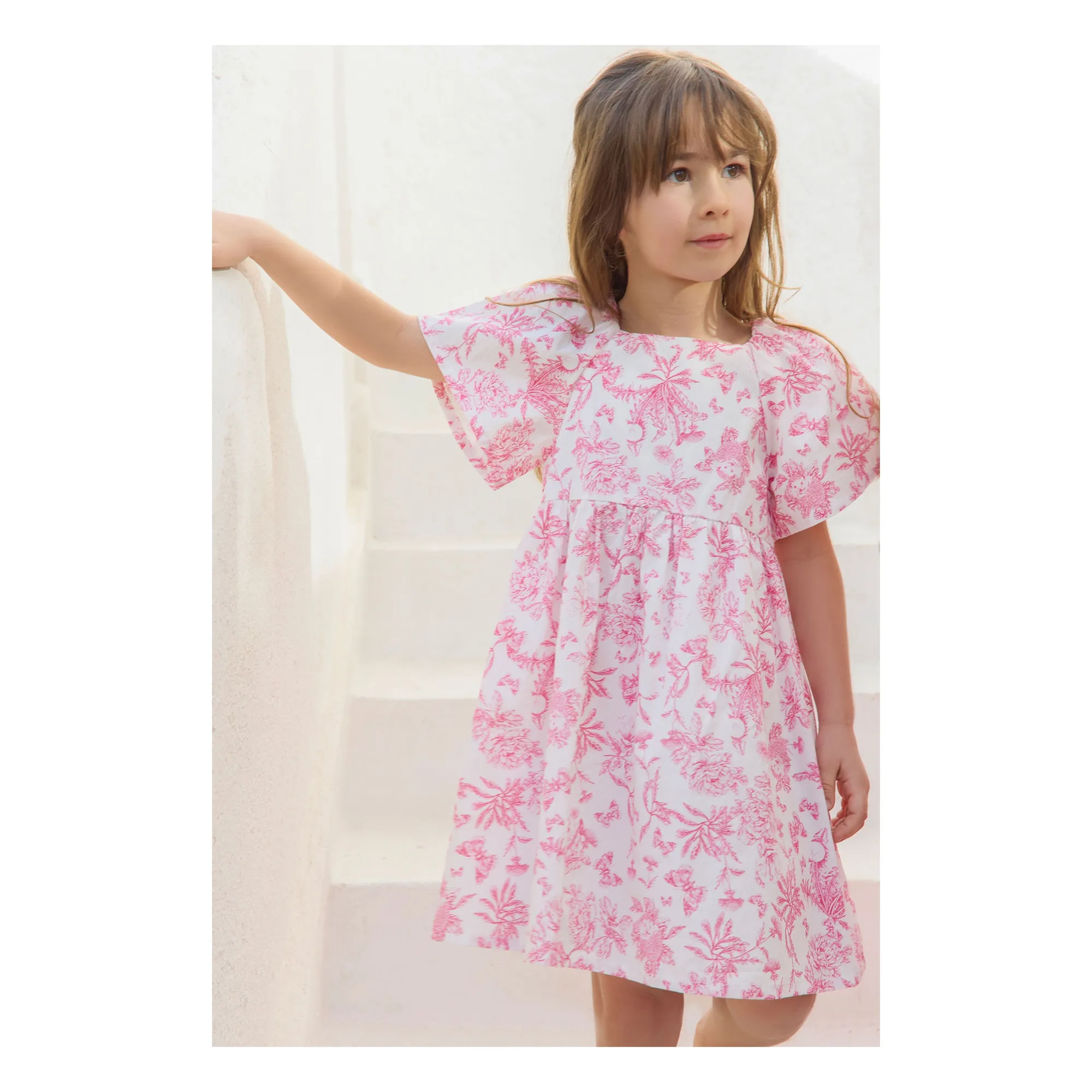 Robe Fleurie - Inspiration Toile de Jouy | Rose- Image produit n°1