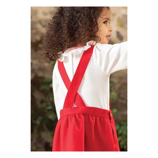 Robe Brodée Fleurs | Rouge cerise