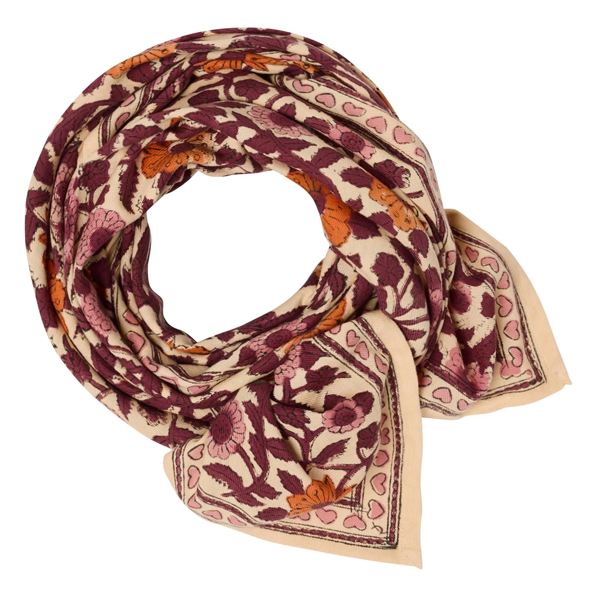 Grand Foulard Latika Cœurs | Rose- Image produit n°0