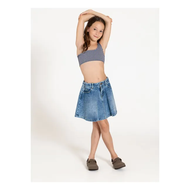 Maillot de Bain Asymétrique Bayle Carreaux | Bleu marine