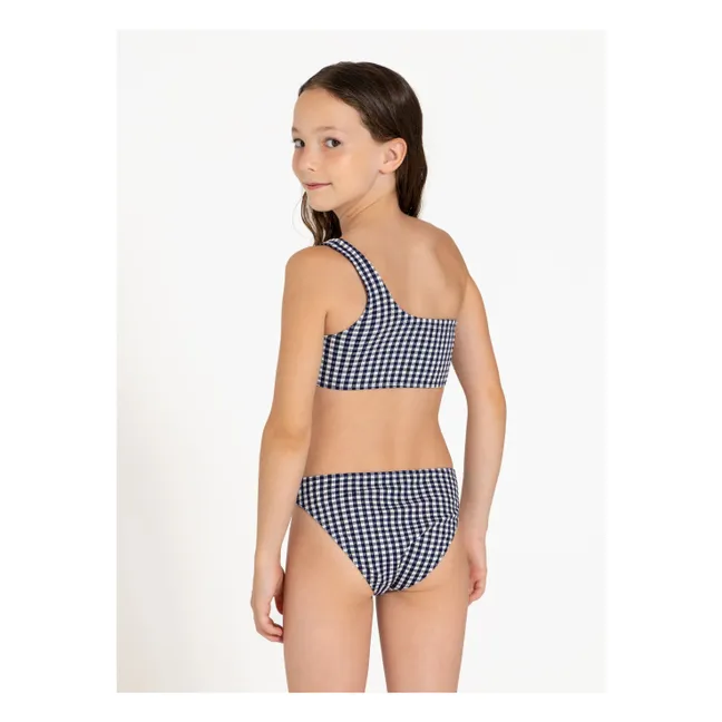 Maillot de Bain Asymétrique Bayle Carreaux | Bleu marine