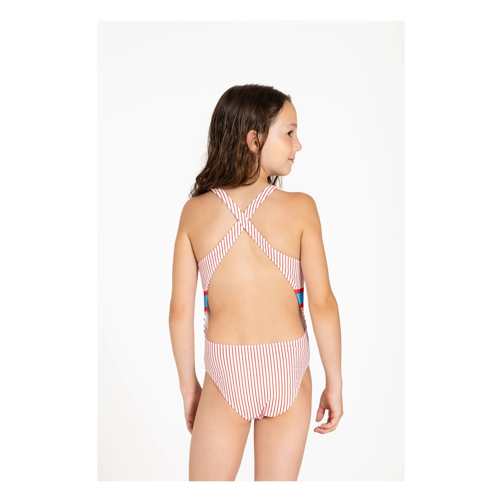 Traje de baño con espalda Olivia, Rayas | Blanco- Imagen del producto n°5