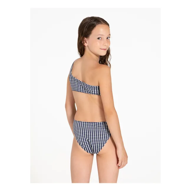 Maillot de Bain Asymétrique Sia Carreaux | Bleu marine
