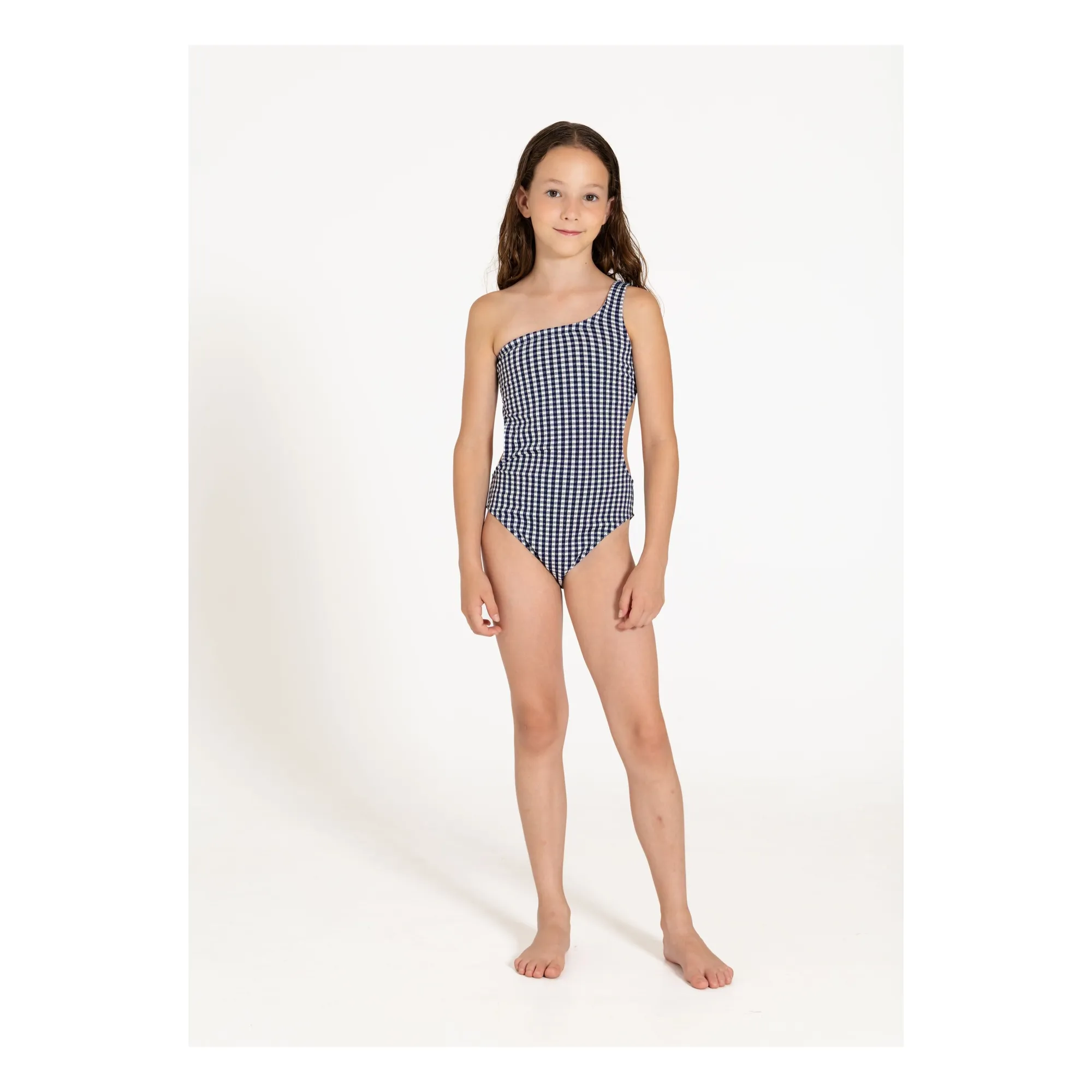 Maillot de Bain Asymétrique Sia Carreaux | Bleu marine- Image produit n°4