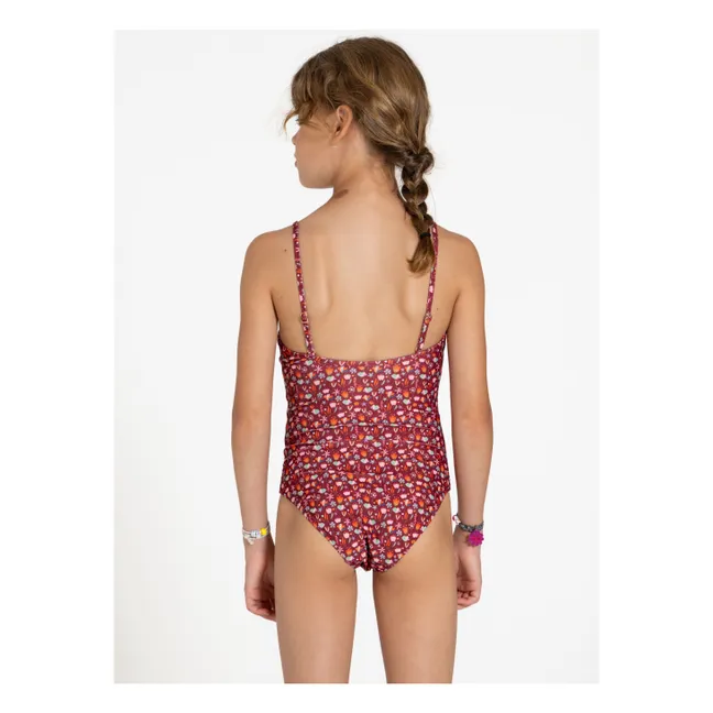 Maillot de Bain Coralie Fleuri | Rouge foncé