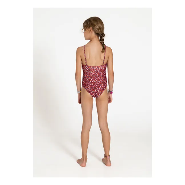 Maillot de Bain Coralie Fleuri | Rouge foncé