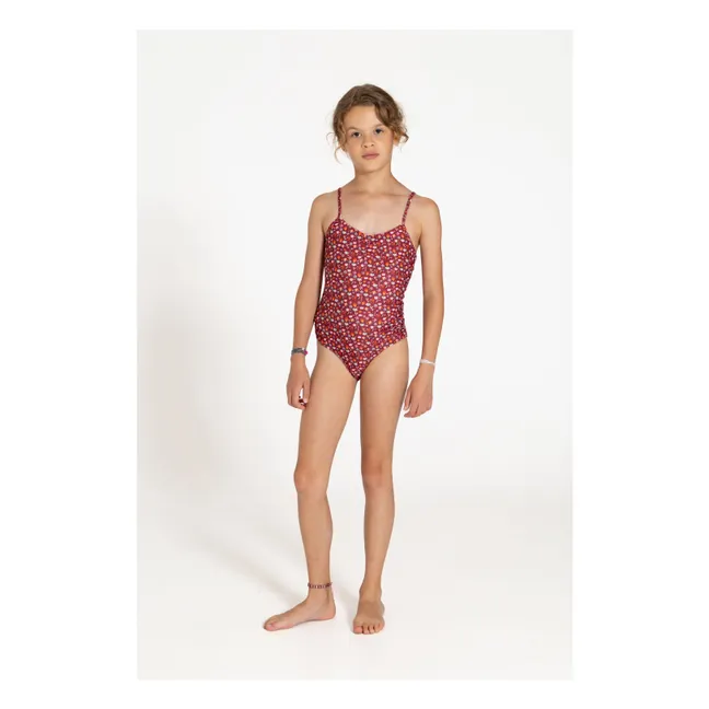 Maillot de Bain Coralie Fleuri | Rouge foncé