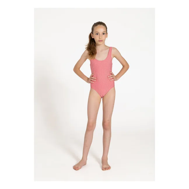 Maillot de Bain Salma Rayé | Rouge cerise