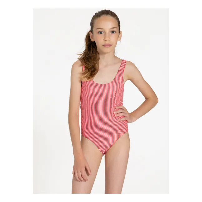 Maillot de Bain Salma Rayé | Rouge cerise