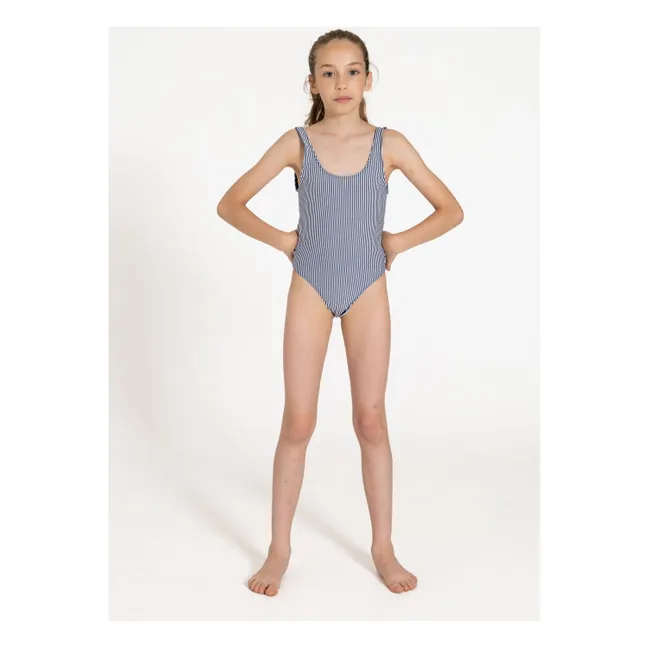 Salma Striped Swimsuit | Navy blue