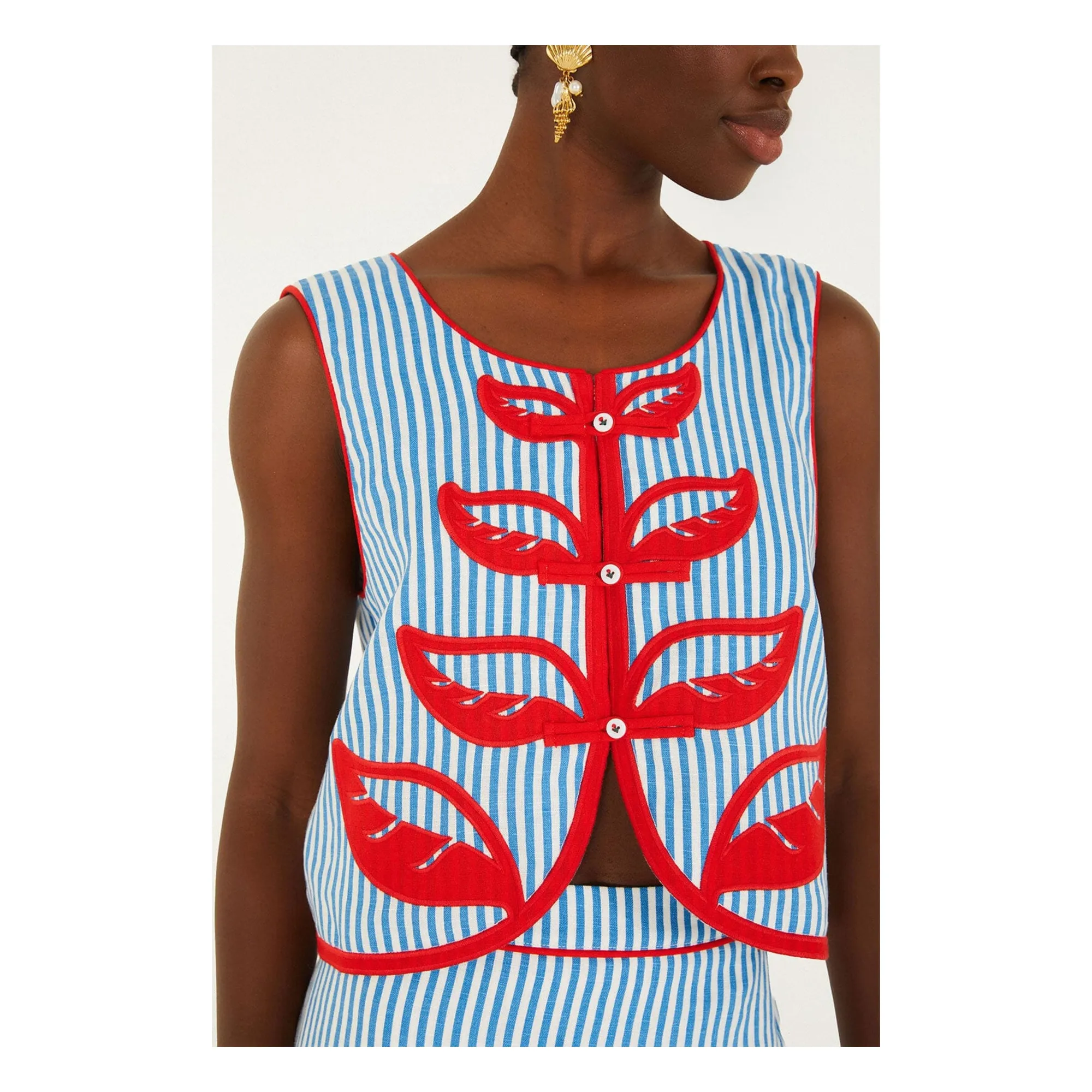 Top Rayures Sky Lin | Bleu marine- Image produit n°0