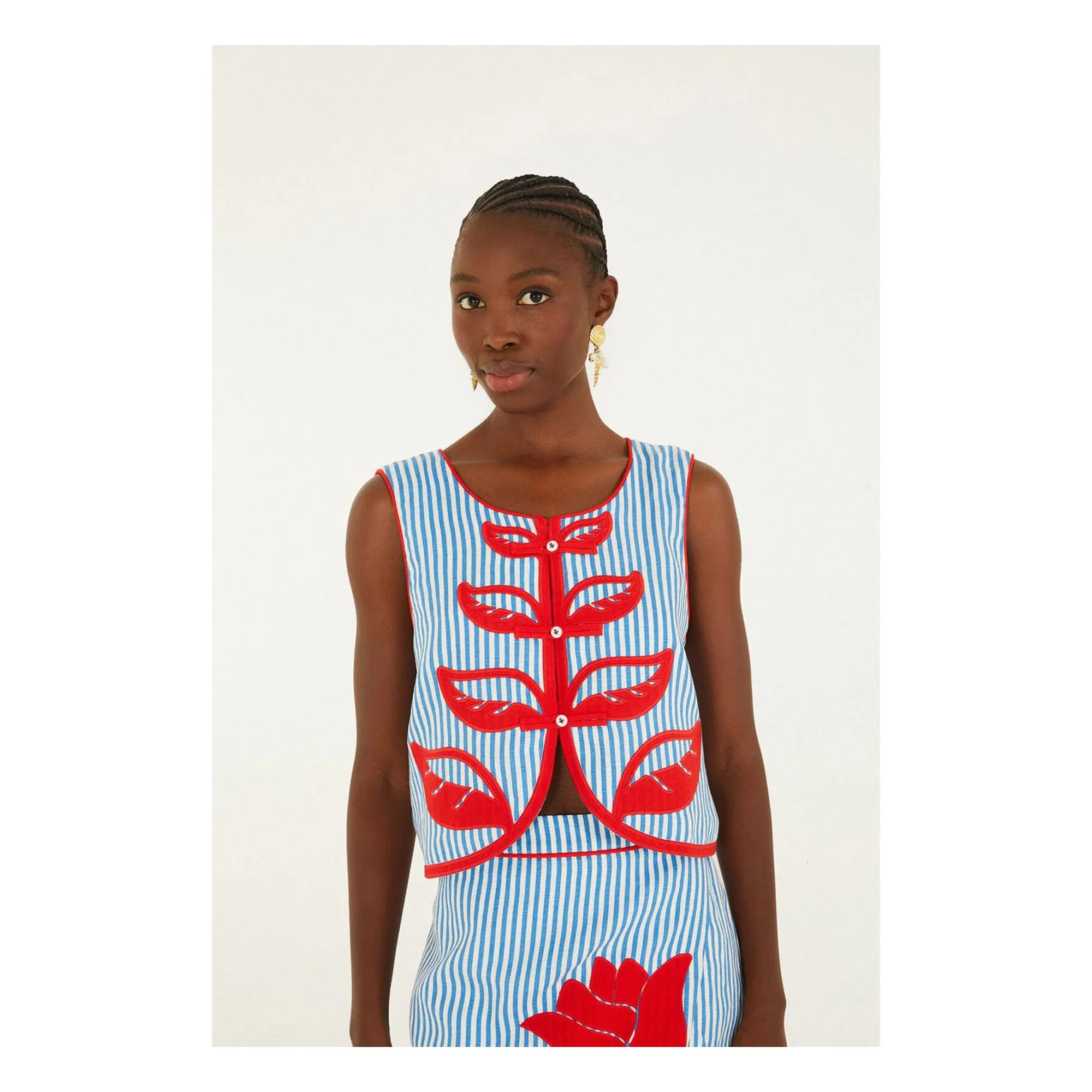 Top Rayures Sky Lin | Bleu marine- Image produit n°1