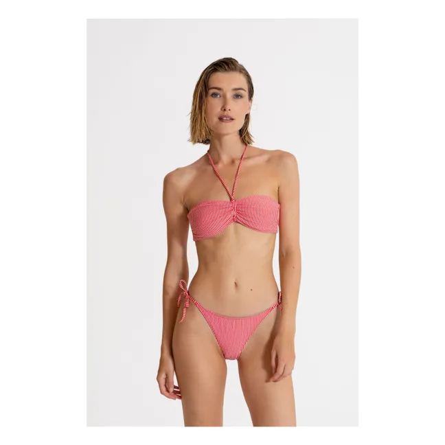 Bas de Maillot Milie Rayé | Rouge cerise