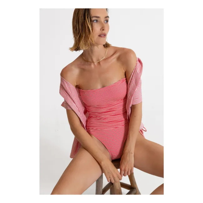 Maillot de Bain Rachel Rayé | Rouge cerise