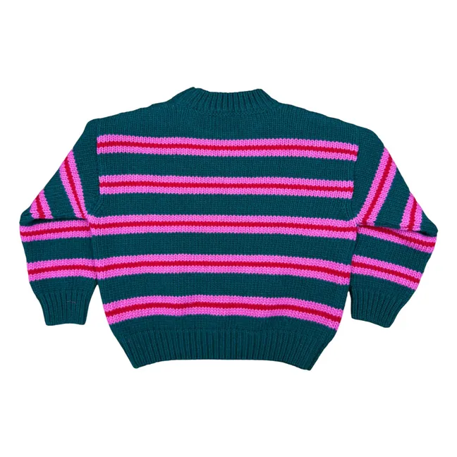 Pull Heritage Rayé Laine | Vert foncé