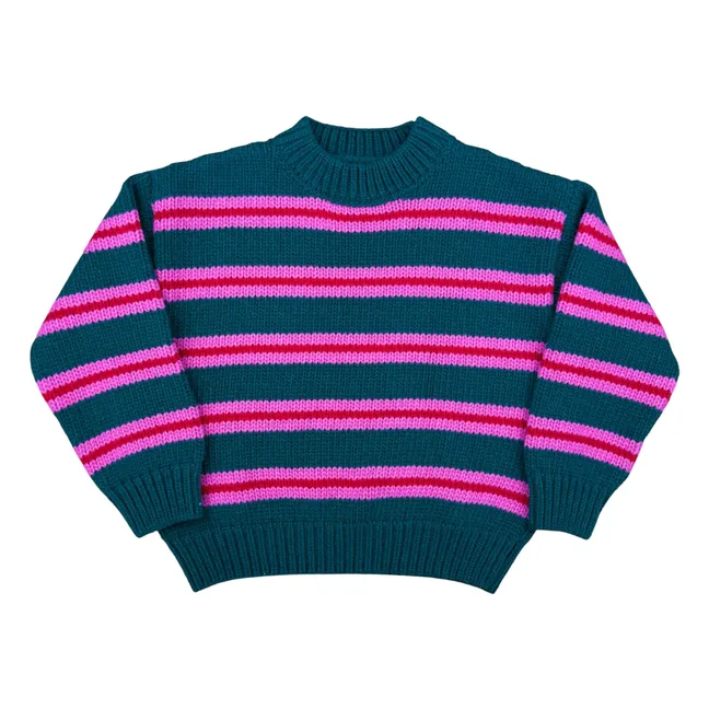 Heritage Striped Wool Sweater | Dark green