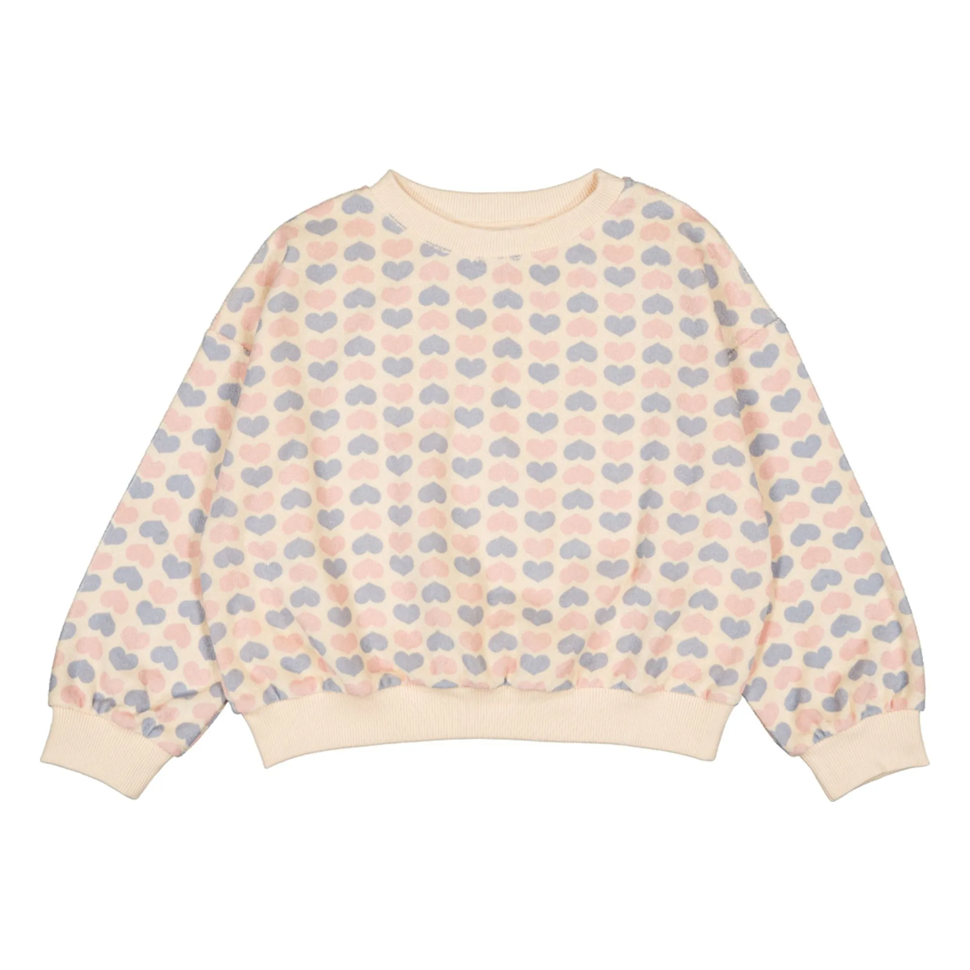 Sweat Peace Cœurs Eponge | Rose pâle- Image produit n°0