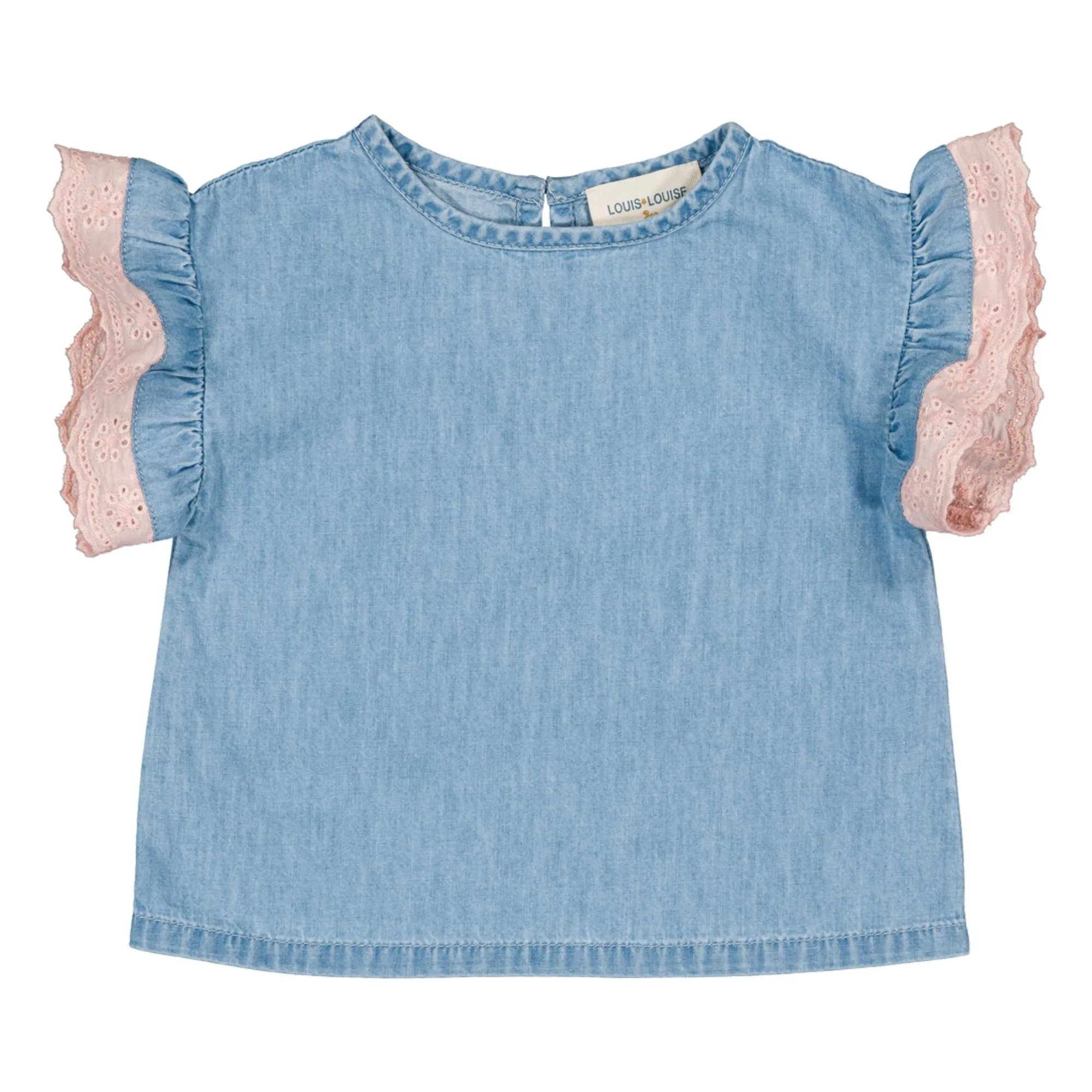 T-shirt Dentelle Loli Chambray | Bleu Clair- Image produit n°0