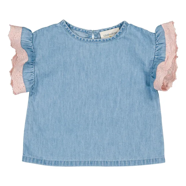 T-shirt Dentelle Loli Chambray | Bleu Clair