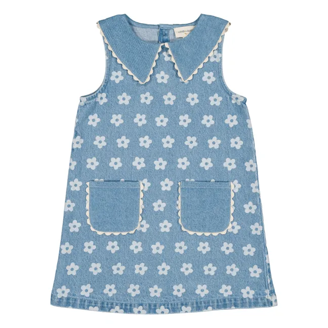 Robe Mitsette Fleurs Denim | Bleu Clair