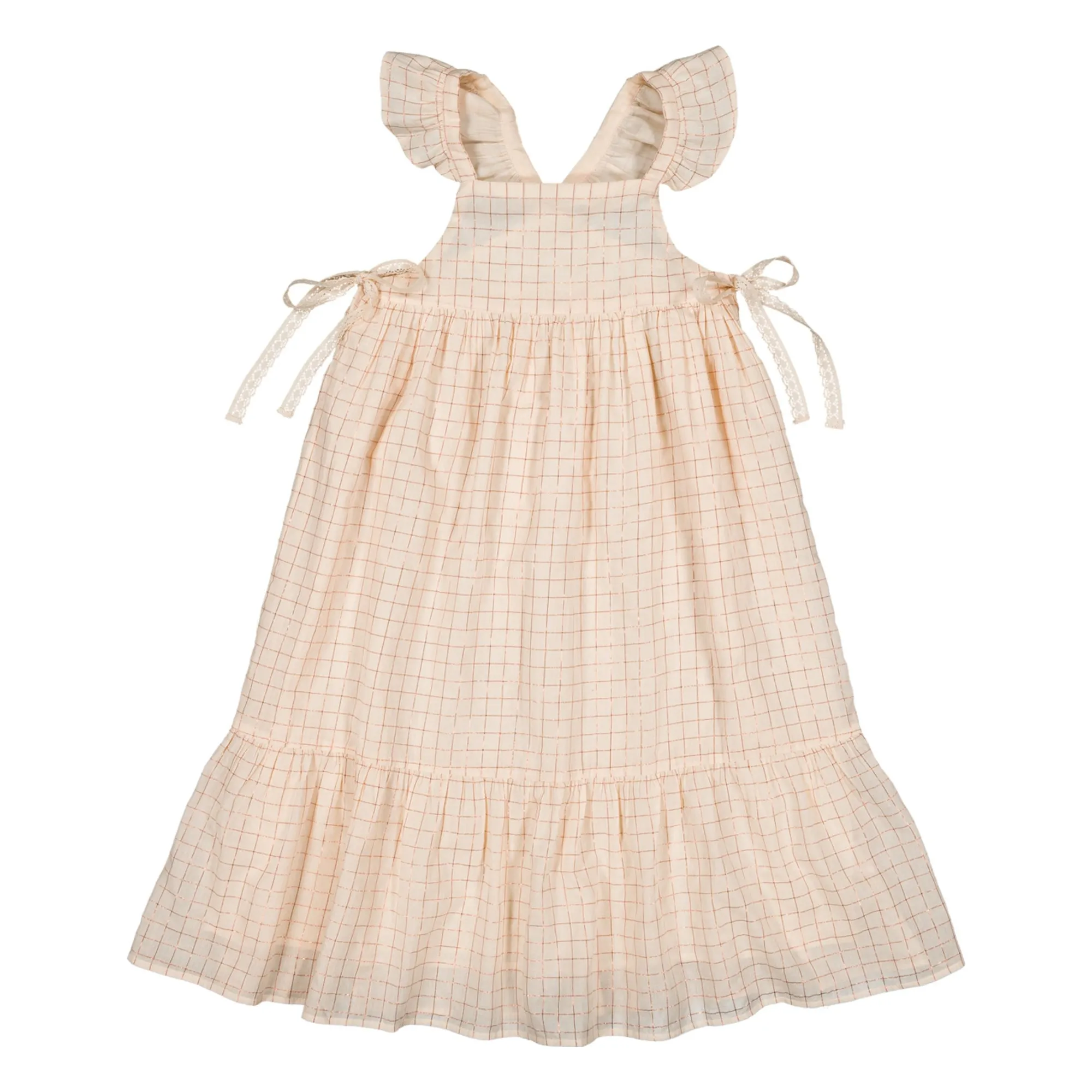 Robe Caitlyn Carreaux Lurex | Rose pâle- Image produit n°0