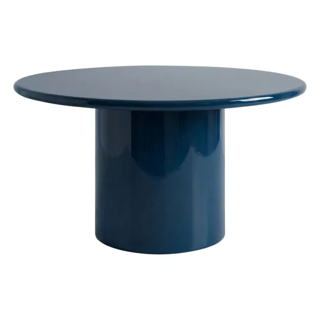 Table à dîner ronde en bois laqué Amendoeira | Bleu pétrole