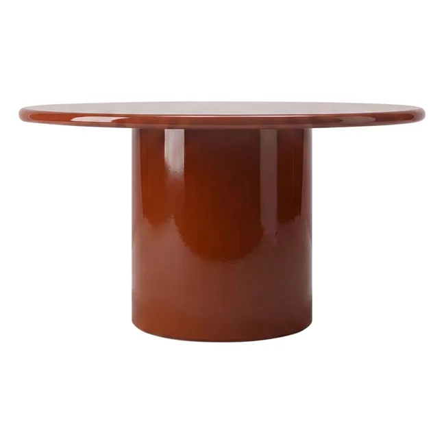 Table à dîner ronde en bois laqué Amendoeira | Brique