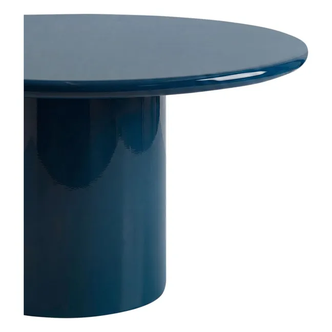 Table à dîner ronde en bois laqué Amendoeira | Bleu pétrole