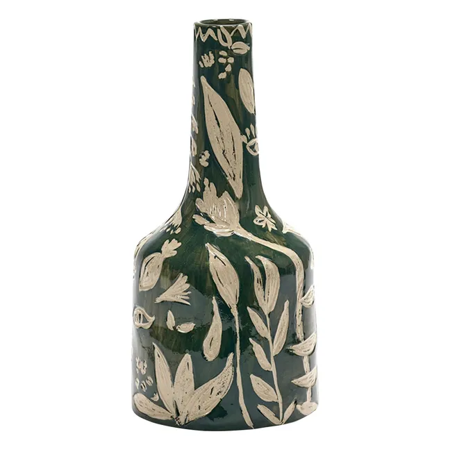 Vase en grès à fleurs Terres de rêves | Vert foncé