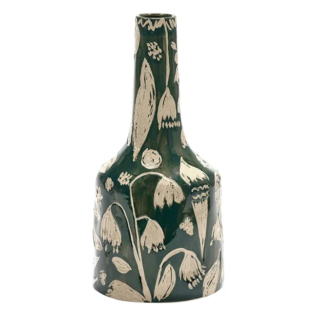 Vase en grès à fleurs Terres de rêves | Vert foncé