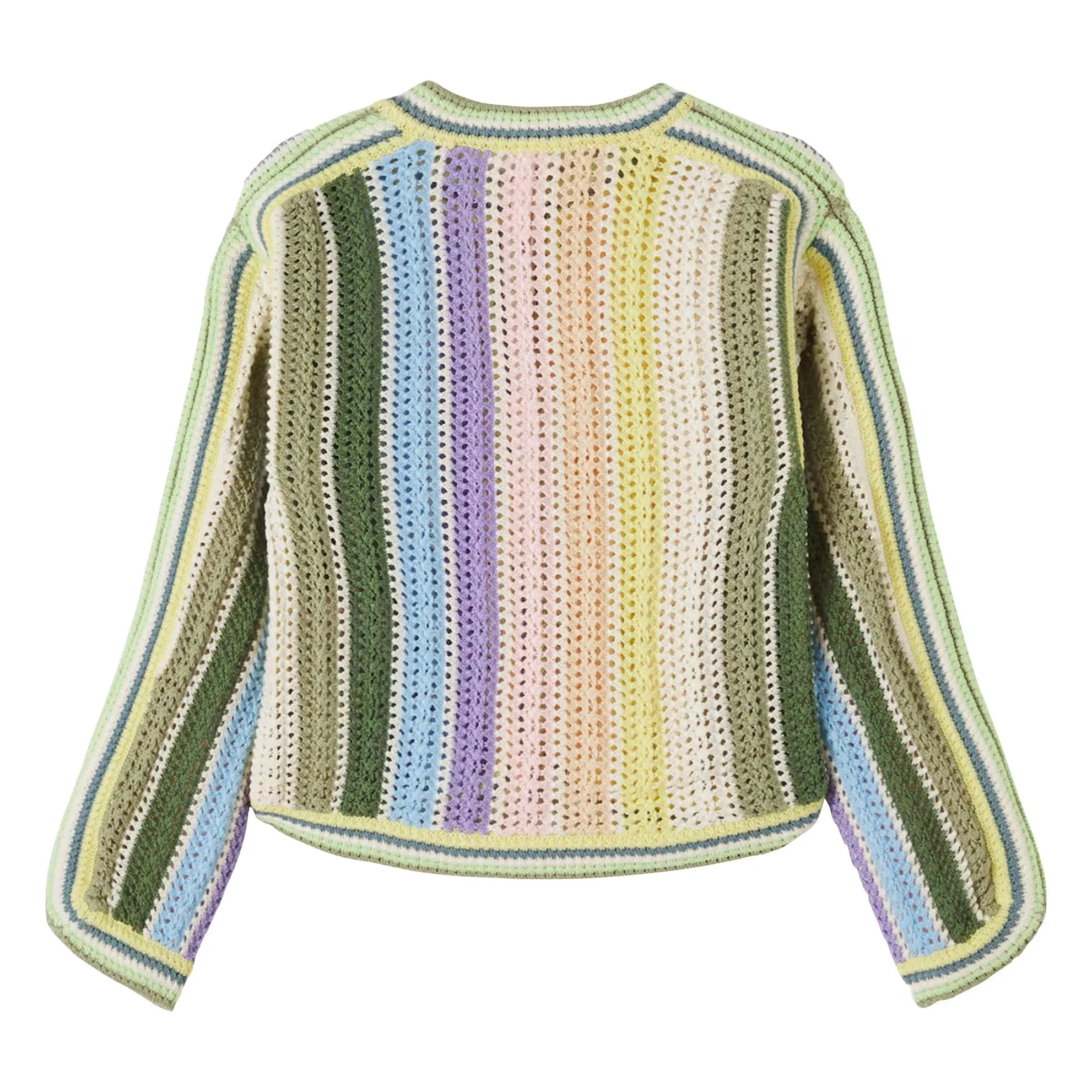 Veste Crochet Rayée Coton Bio | Multicolore- Image produit n°1