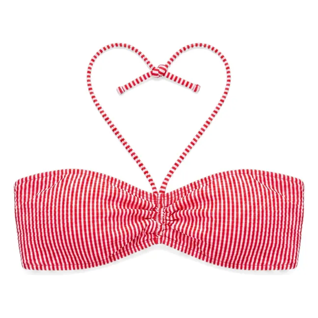 Haut de Maillot Abbie Rayé | Rouge cerise