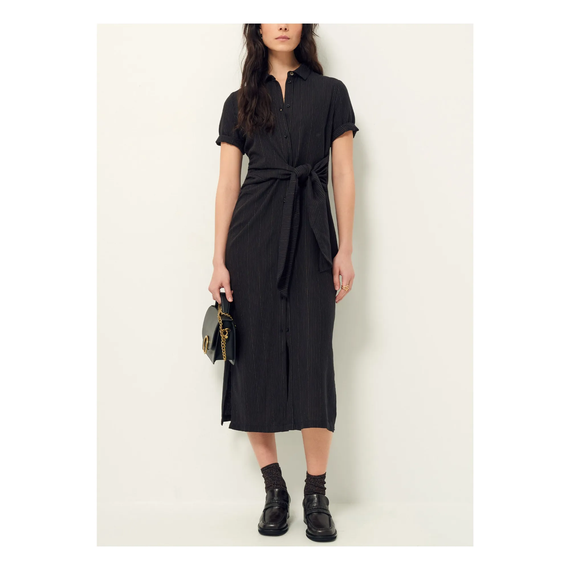 Sessùn Black Christiana Stripes Dress