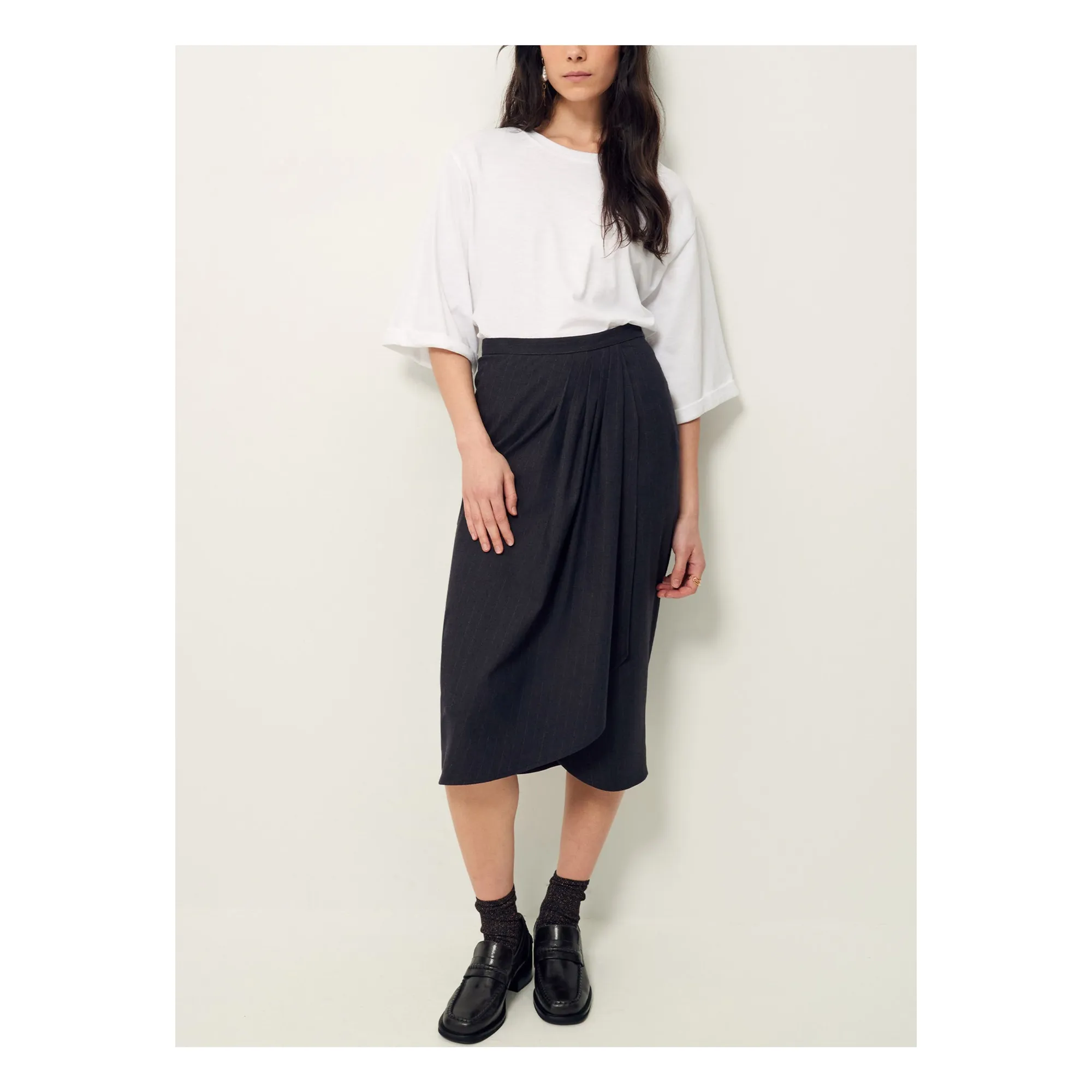 Sessùn Charcoal Grey Skirt Adywool Stripes