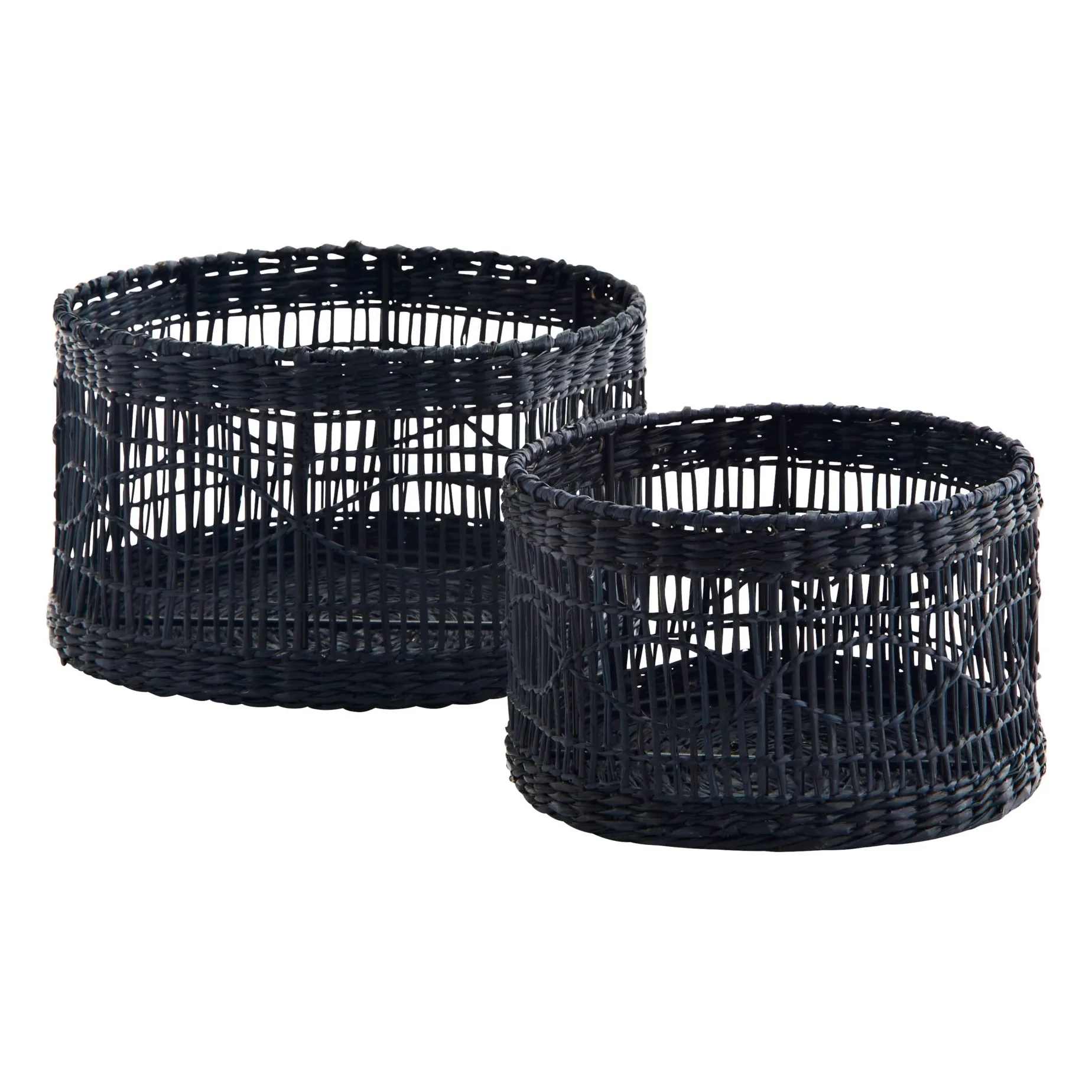 Paniers en jonc de mer - Set de 2 | Noir- Image produit n°0