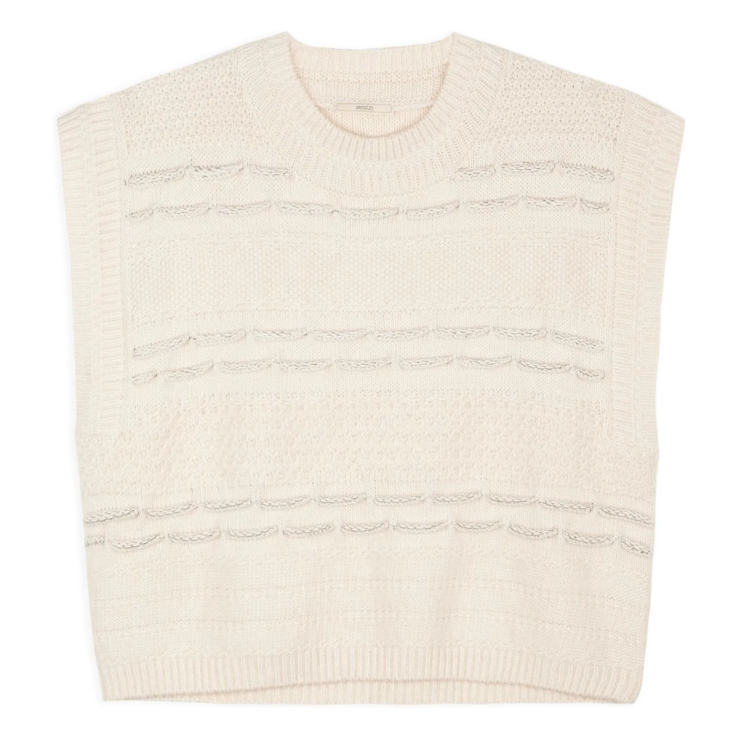 Sessùn Ecru Olt Sleeveless Sweater Merino Wool And Organic Cotton
