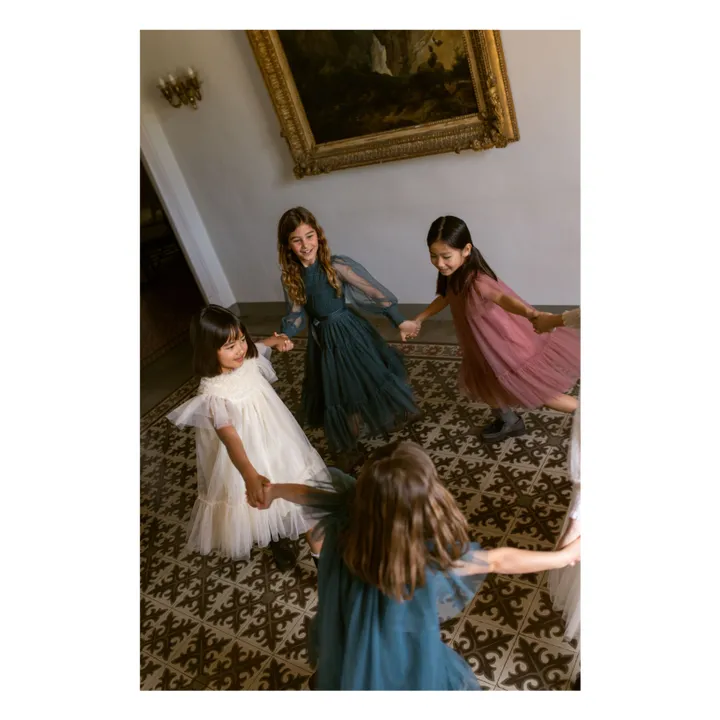 Robe Carla Smockée en Tulle | Crème- Image produit n°1