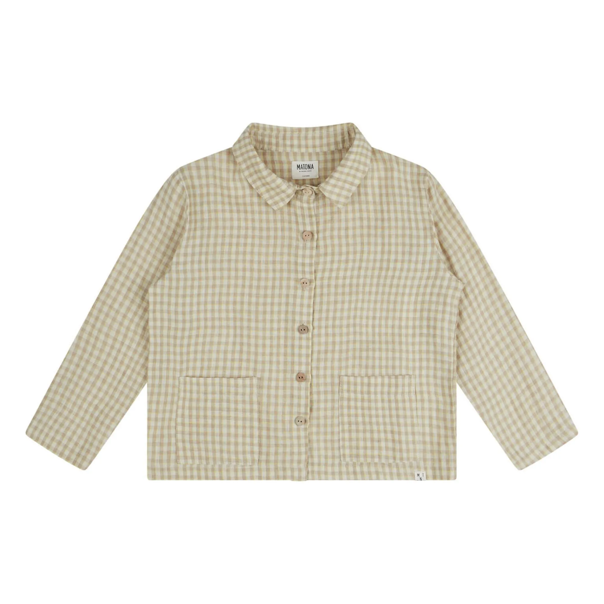 Matona Cream Linen Checkered Shirt