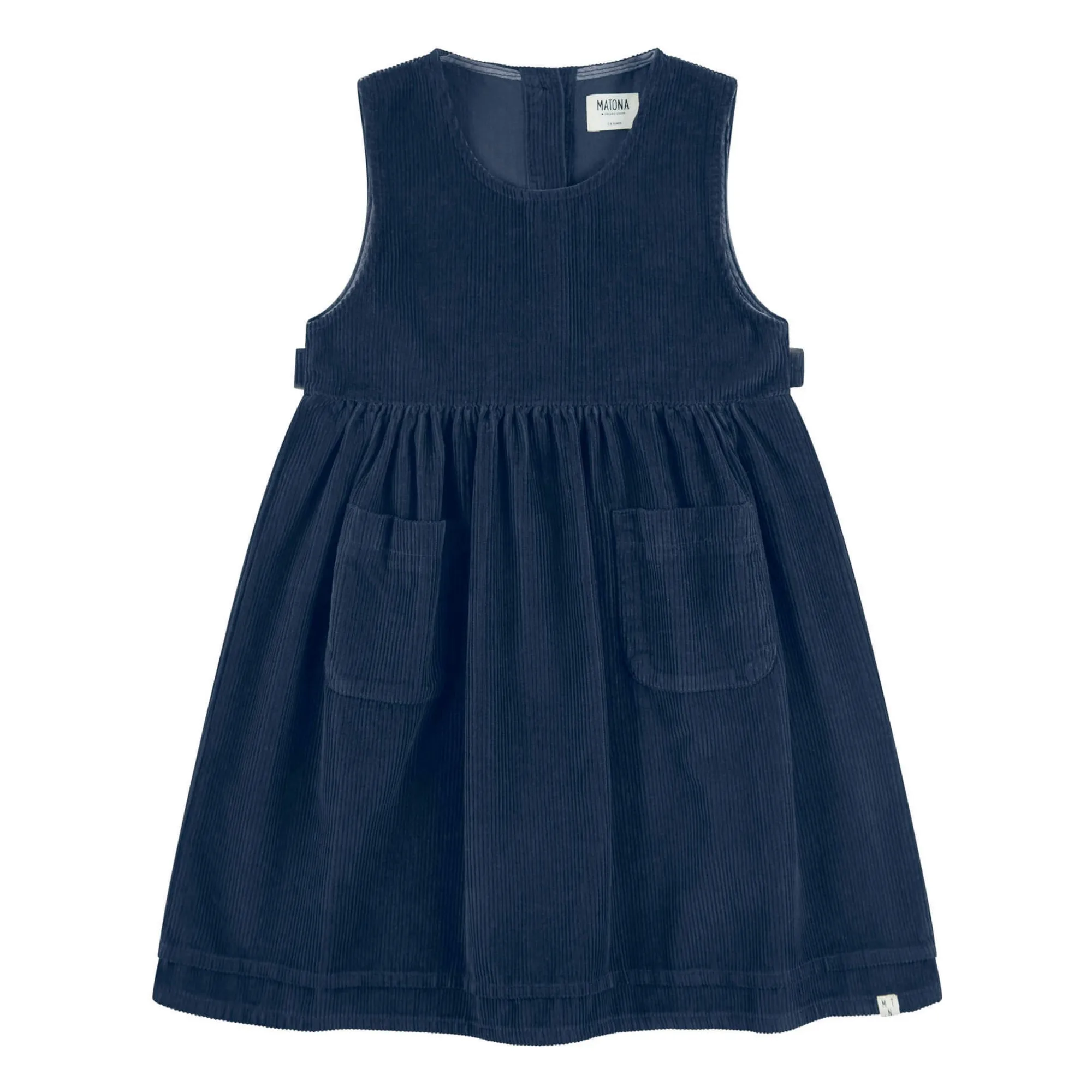 Matona Peacock Blue Ruffled Corduroy Dress