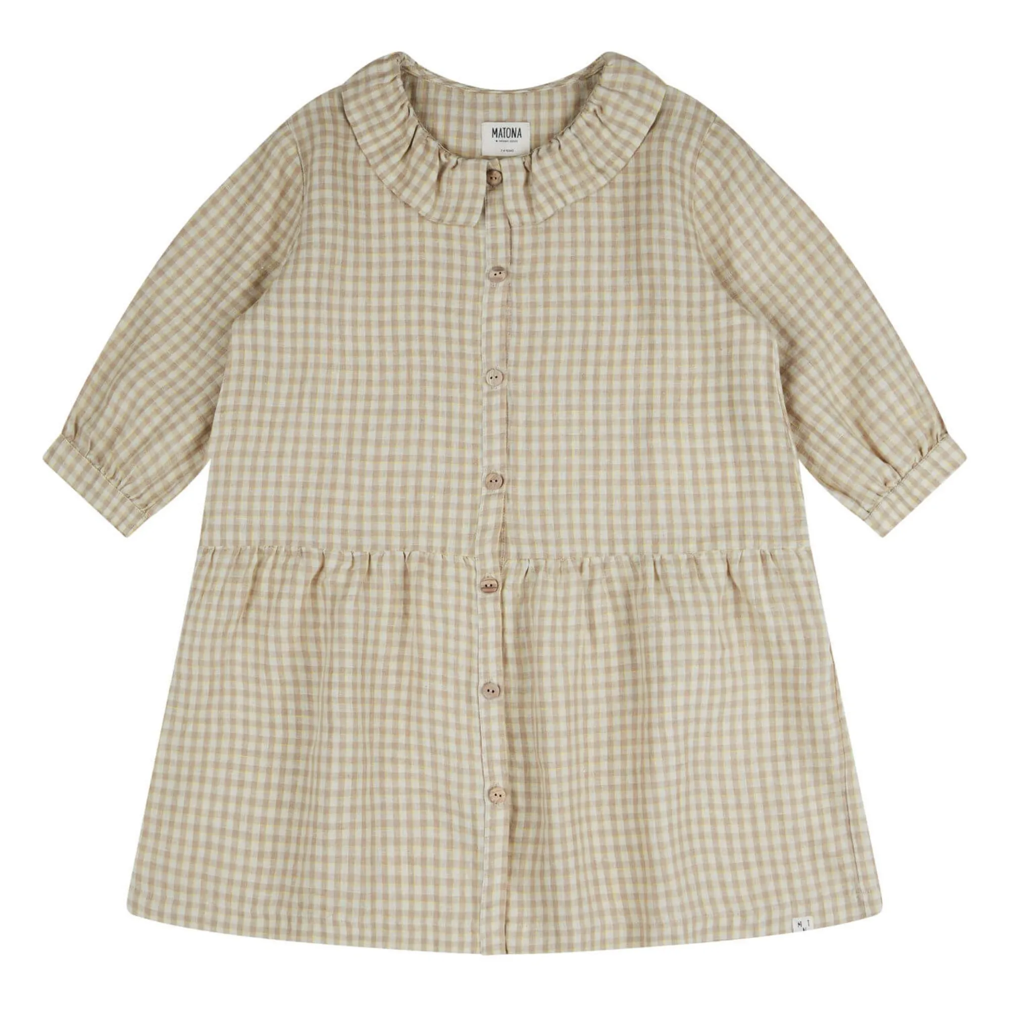 Matona Cream Linen Check Dress