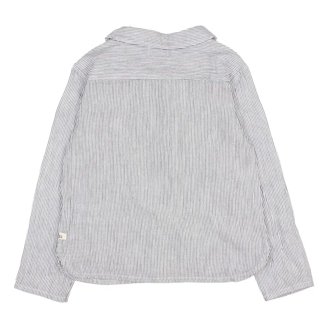 Kurta de gasa de algodón a rayas | Azul Gris