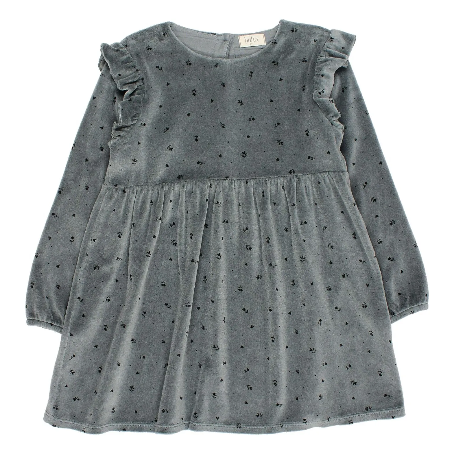 Búho - Robe Fille - Velours - Gris - 2 ans