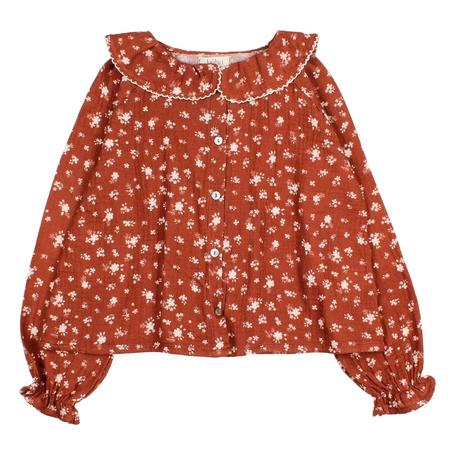 Búho Brick Red Blouse Cottage Cotton Gauze