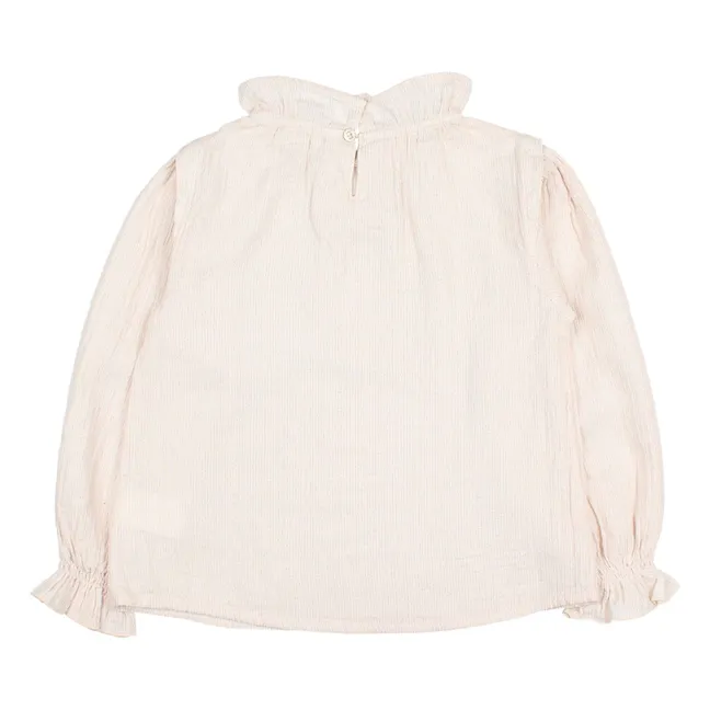 Blusa de gasa de algodón lúrex | Rosa Pálido